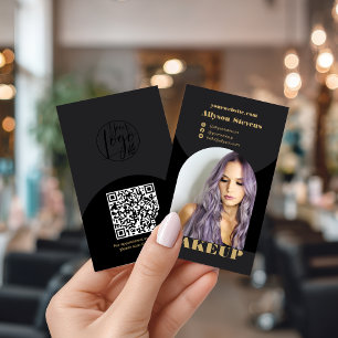 Modern logotyp för svart guld-foto-qr-kod i färgre visitkort