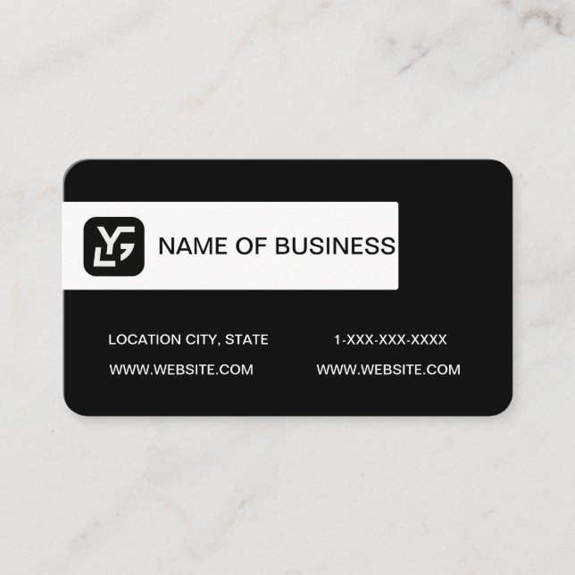 Modern Logotyp för svart och vit Anpassningsbar Visitkort (Framsida)