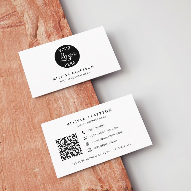 Modern Logotyp för svartvitt och Professionell QR- Visitkort (Skapare uppladdad)