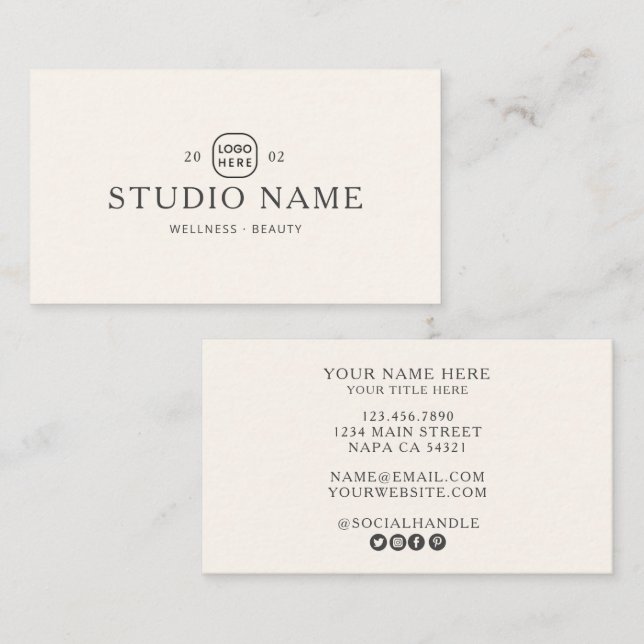 Modern Logotyp för Wellness Skönhetsstudio Visitkort (Fram/baksida)
