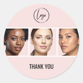 Modern logotyp foto make-up tack Rosa rodnad Runt Klistermärke
