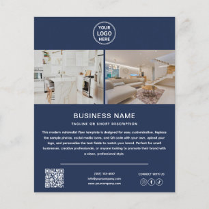 Modern Logotyp Foto QR Marinblå Marknadsföring För Flygblad
