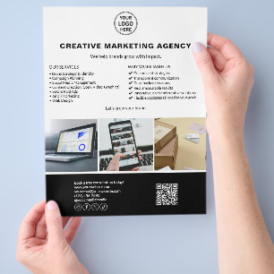 Modern Logotyp Foto QR Marknadsföring Business Reklamblad