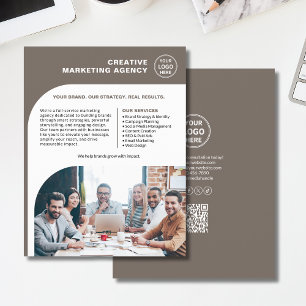 Modern Logotyp Foto QR Marknadsföring Företag Reklamblad