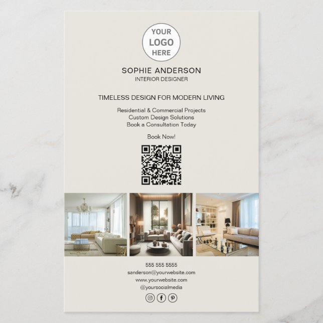 Modern Logotyp Foto QR Professionell Affär Flygblad (Framsidan)