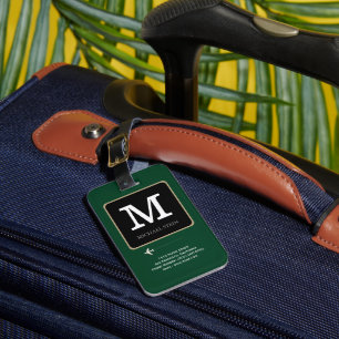 Modern Logotyp. Grönten Traveler Monogram Bagagebricka