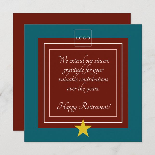 Modern Logotyp, Guld Star Burgundy och Teal Retira (Fram/baksida)