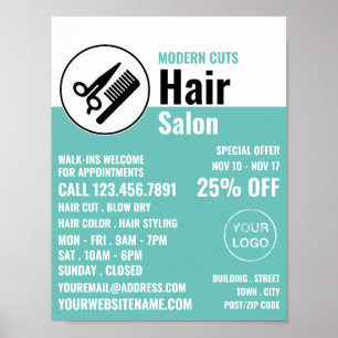 Modern Logotyp, Hair Stylist, Hair Salon Advertisi Poster