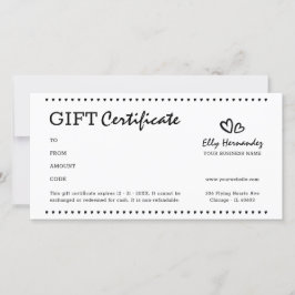 Modern Logotyp Heart Black Gift Certificate