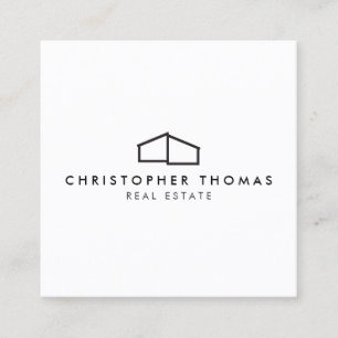 Modern Logotyp hemma i Svarta Gods, Realtor Fyrkantigt Visitkort