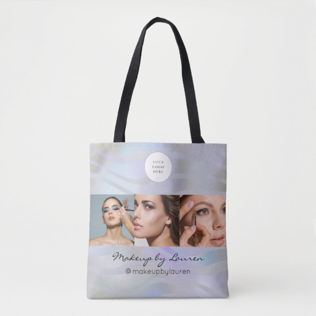 Modern logotyp holografisk foto makeup studio  tygkasse (Framsida)
