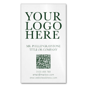 Modern Logotyp Image-Grönt och vit QR-kod Magnetiska Visitkort