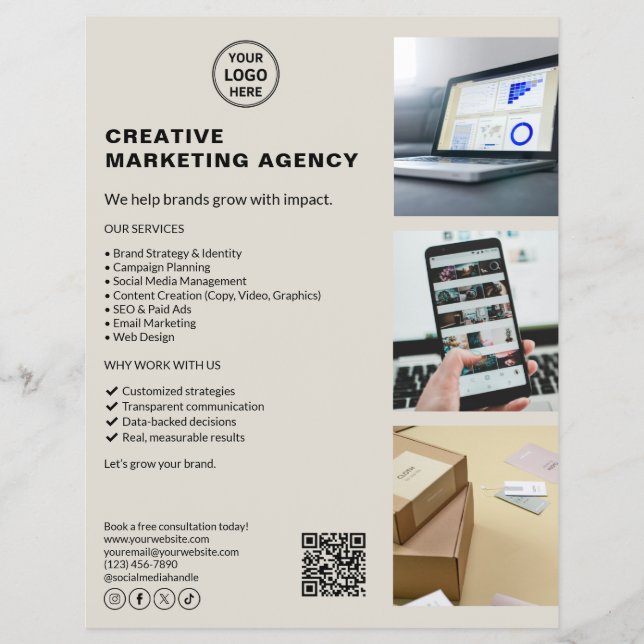 Modern Logotyp Marknadsföring Kreativ Neutral Före Reklamblad (Framsidan)