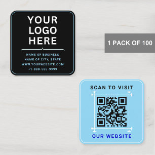 Modern Logotyp med QR-kod Anpassningsbar Blue Bl Fyrkantigt Visitkort
