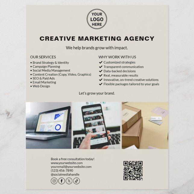 Modern Logotyp Neutralt Marknadsföring Business Reklamblad (Framsidan)
