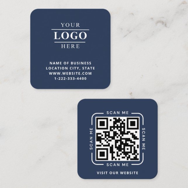 Modern logotyp och QR-kod fyrkantig Fyrkantigt Visitkort (Fram/baksida)