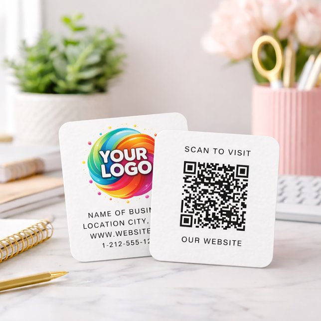 Modern logotyp och QR-kod Fyrkantigt Visitkort (Skapare uppladdad)