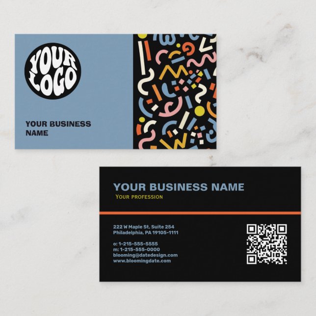 Modern logotyp och skanna QR-kod Visitkort (Fram/baksida)
