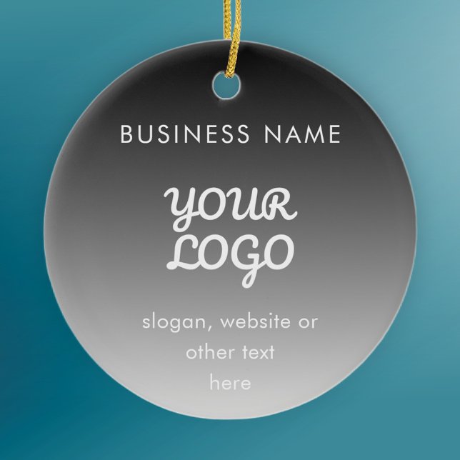 Modern Logotyp och text för främjande | Redigerbar Julgransprydnad Keramik (Skapare uppladdad)