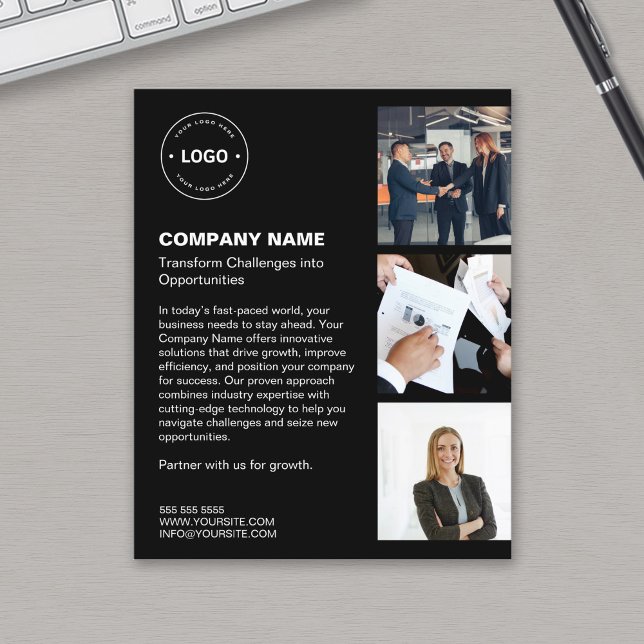 Modern Logotyp Photo Black Professionell Business Flygblad (Modern Logo Photo Black Professional Business Flyer)