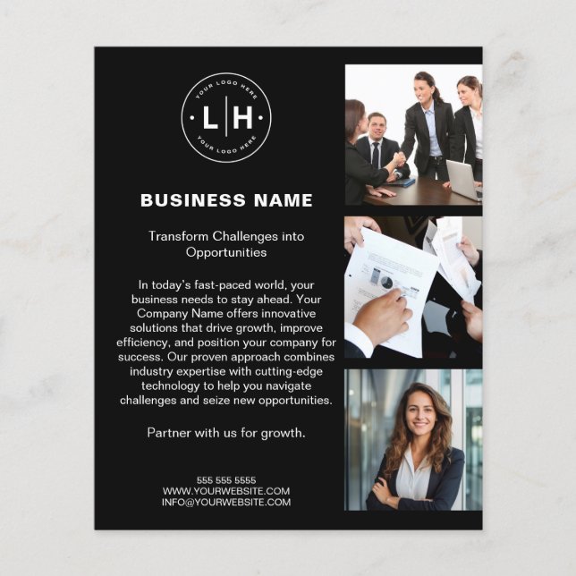 Modern Logotyp Photo Corporate Black Business Flygblad (Framsidan)