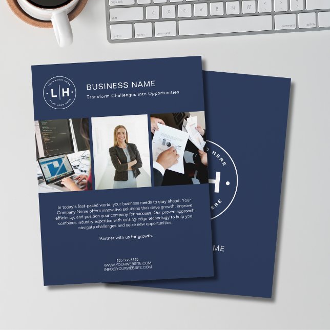 Modern Logotyp Photo Corporate Navy Blue Business Reklamblad (Modern Logo Photo Corporate Navy Blue Business Flyer)