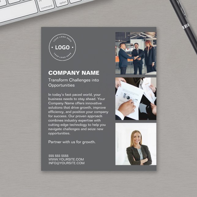 Modern Logotyp Photo Mörk Grått Professionell Busi Flygblad (Modern Logo Photo Dark Gray Professional Business Flyer)