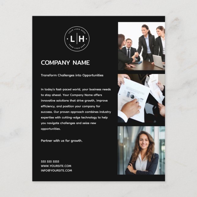 Modern Logotyp Photo Professionell Black Business Flygblad (Framsidan)