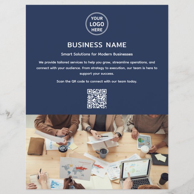 Modern Logotyp Photo Professionell Navy Blue Busin Reklamblad (Framsidan)