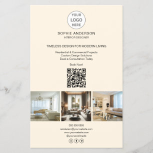 Modern Logotyp Photo QR Cream Professionell Busine Flygblad