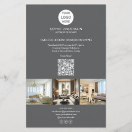 Modern Logotyp Photo QR Grått Professionell Busine Flygblad