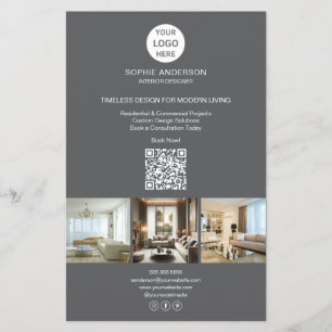 Modern Logotyp Photo QR Grått Professionell Busine Flygblad