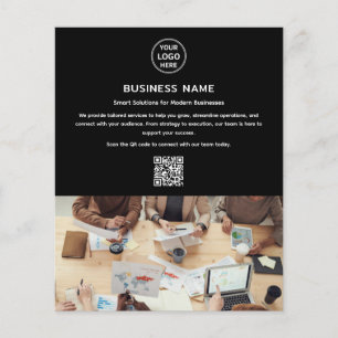 Modern Logotyp Photo QR Professionell Black Busine Flygblad