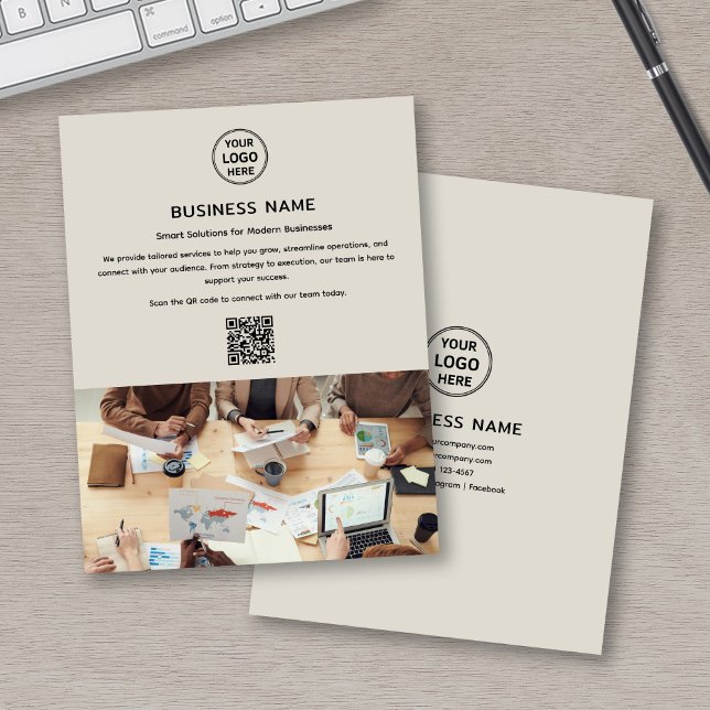Modern Logotyp Photo QR Professionell Business Flygblad (Modern Logo Photo QR Professional Business Flyer)