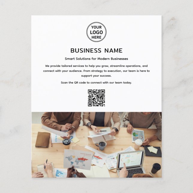 Modern Logotyp Photo QR Professionell White Busine Flygblad (Framsidan)