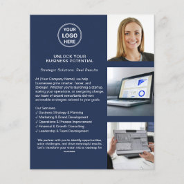 Modern Logotyp Professionell Navy Blue Business Flygblad