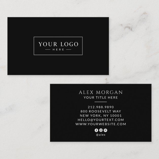 Modern Logotyp Professionell Svart Visitkort (Fram/baksida)