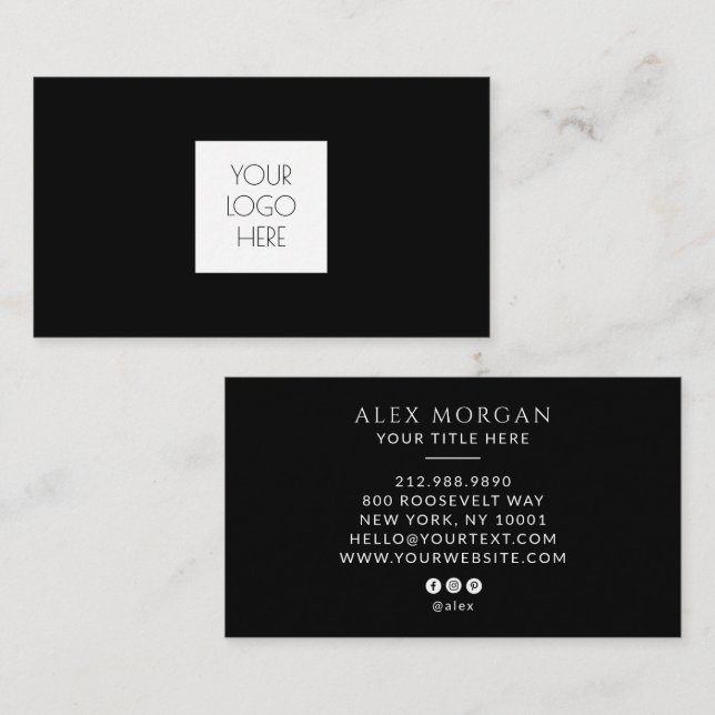 Modern Logotyp Professionell Svart Visitkort (Fram/baksida)