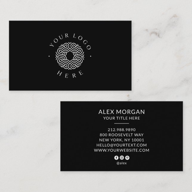 Modern Logotyp Professionell Svart Visitkort (Fram/baksida)