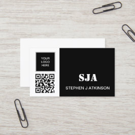 Modern Logotyp QR Code Black Professionell Initial Visitkort