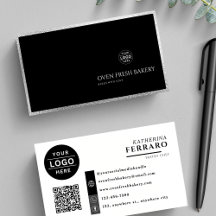 Modern Logotyp QR Code Black Silver Bakery