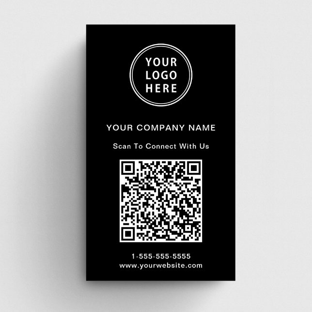 Modern Logotyp QR Code Black Visitkort (Capture attention, make connections, and leave a lasting impression with our modern QR business card)