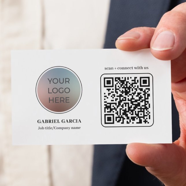 Modern Logotyp QR-kod Affärsaffärskort Visitkort (Front side of card shown in 3.5 x 2.0 inch, add your company name and details on the backside.)