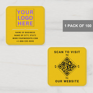 Modern logotyp & QR-kod   Anpassad guld rundad hör Fyrkantigt Visitkort