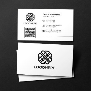 Modern Logotyp QR-kod Enkel Vit Generisk Visitkort