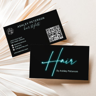 Modern logotyp qr-kod för nylont hårskript visitkort
