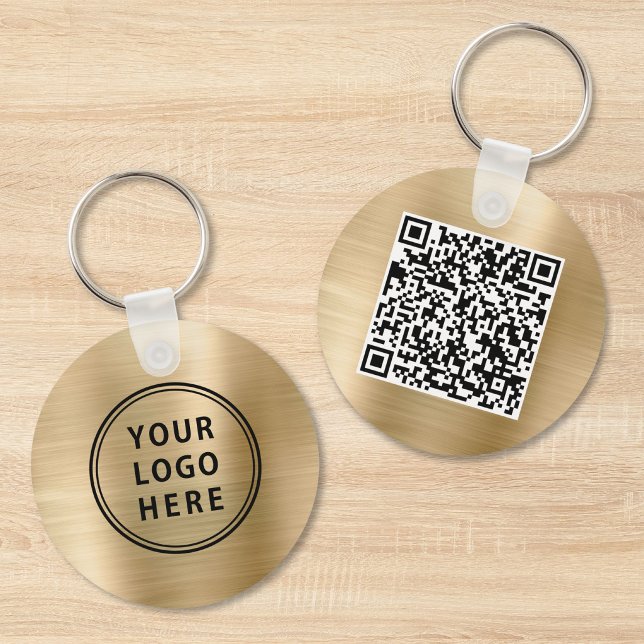Modern Logotyp QR-kod Kampanj Guld Nyckelring (Modern Logo QR Code Promotional Gold Keychain)