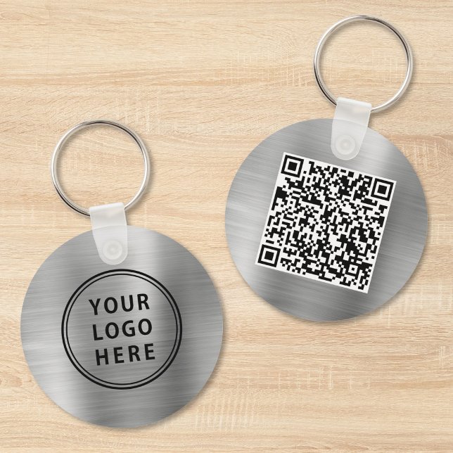 Modern Logotyp QR-kod Kampanj Silverfärgad Nyckelr Nyckelring (Modern Logo QR Code Promotional Silver Keychain)