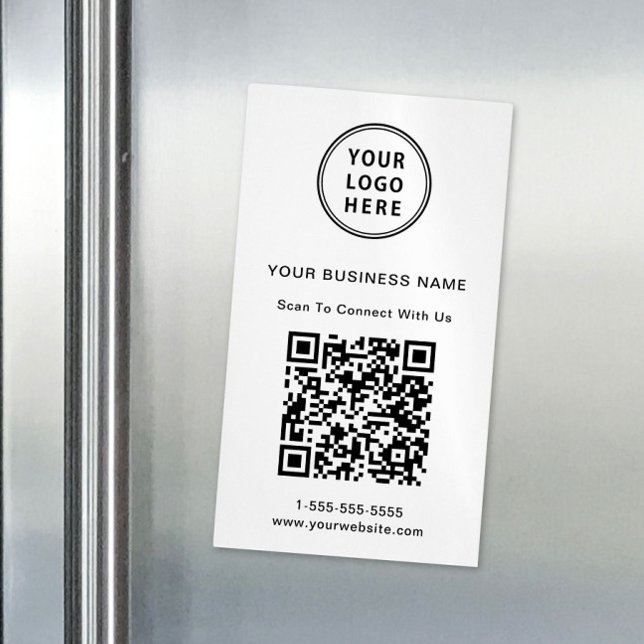 Modern Logotyp QR-kod Magnetiska Visitkort (Capture attention, make connections, and leave a lasting impression with our QR code business magnet)