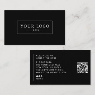 Modern Logotyp QR-kod Professionell Svart Visitkort